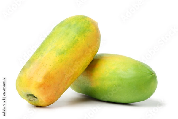 Fototapeta Ripe papayas Two Stacked on top of each other. isolated on white background.