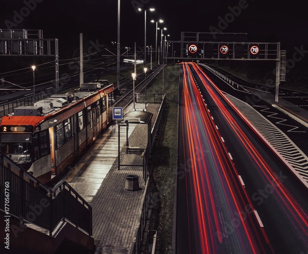 Fototapeta night traffic in the city