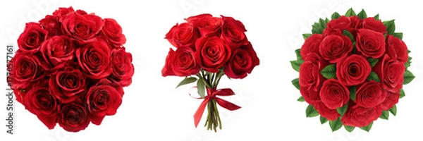 Obraz Set of Beautiful arrangement of red roses in various forms. isolated on a transparent background.