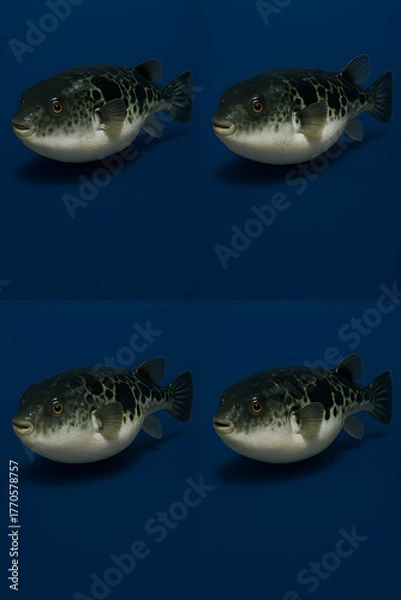 Obraz four Black cod (sablefish) on Blue Background	
