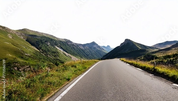 Fototapeta Scenic Road Pathway Through Nature Mountain On The Back And Adventure Cut Out Transparent Isolated On White Background Png File
