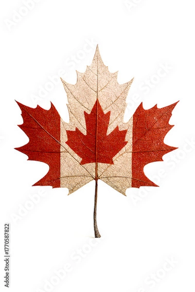 Fototapeta Canadian flag on a Maple Leaf Flag Textured white background