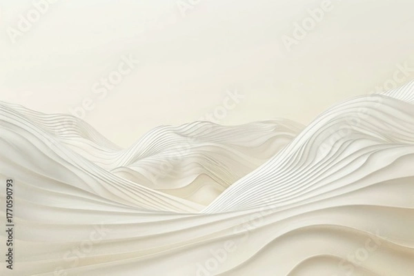 Fototapeta Minimal Line-Art Waves on Matte Off-White