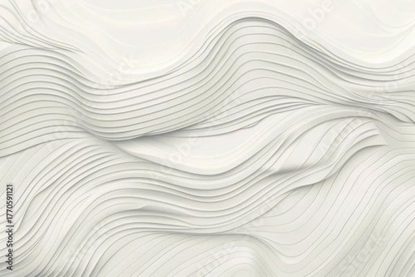Fototapeta Minimal Line-Art Waves on Matte Off-White
