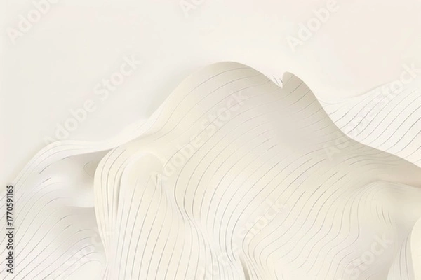 Fototapeta Minimal Line-Art Waves on Matte Off-White