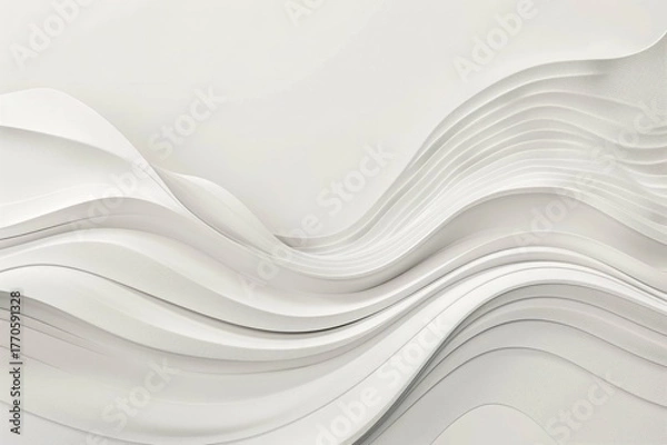 Fototapeta Minimal Line-Art Waves on Matte Off-White