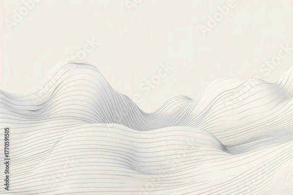 Fototapeta Minimal Line-Art Waves on Matte Off-White