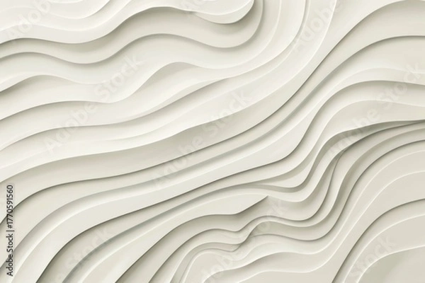 Fototapeta Minimal Line-Art Waves on Matte Off-White