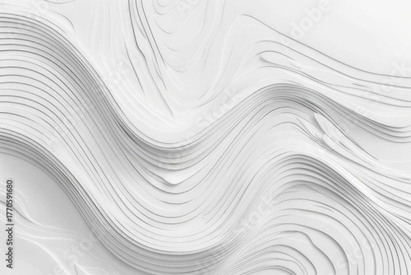 Fototapeta Minimal Line-Art Waves on Matte Off-White