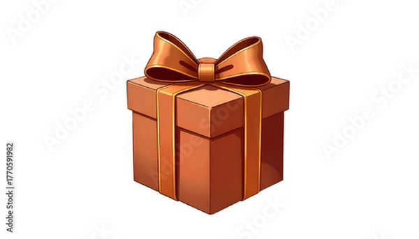 Fototapeta "Brown gift box with a neat bow, isolated on a transparent background."