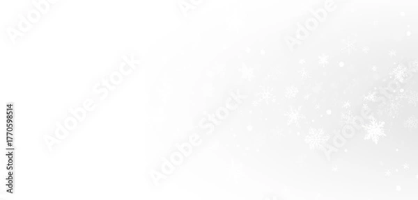 Obraz Realistic falling snow with white flakes in the air. Snowy texture on transparent background for creating winter mood, overlays, or festive effects.