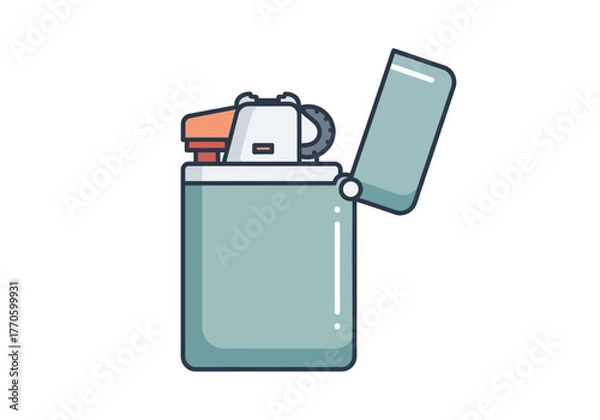 Fototapeta Classic Flip-Top Lighter with Open Lid Teal Body.