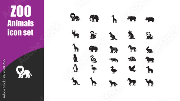 Fototapeta zoo animals  icon set