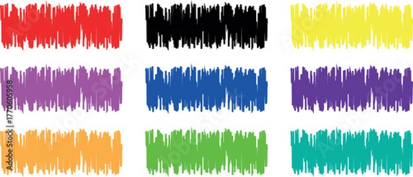 Fototapeta Grunge Ink Brushstroke & Paintbrush Texture Pack – Colourful Splashes, Dirty Artistic Stains, Splatter Blots, Dripping Brush Marks, and Abstract Ink Box Vector Elements Graphic Design Projects