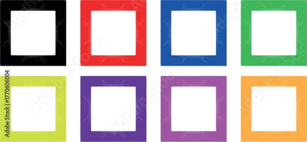 Fototapeta Artistic Colourful Pencil Sketch Frame Pack – Hand-Drawn Square Grunge Border Designs with Rough Doodle Outlines, School Notebook Style Vector Draft Frames for Print & Digital Graphics