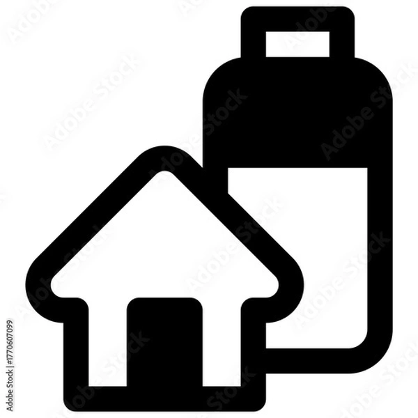 Fototapeta Energy efficient home. Outlined stroke vector icon with black-filled details.