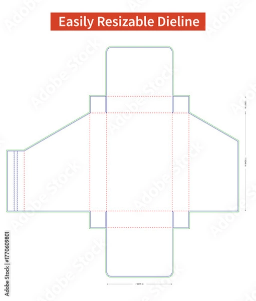 Fototapeta Editable outline Box Die Line Tamplate,Dividers six slot blocks,envelopes envelope sleeves apparel sleeve boxes.eps