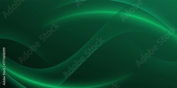 Fototapeta Abstract curved green shape on green background with copy space for text. Luxury design style. Vector illustration