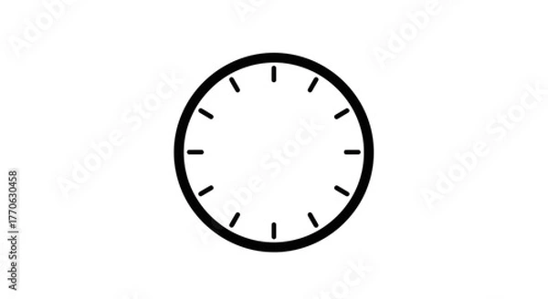 Fototapeta Simple Clock Face With Hour Marks No Hands Isolated On White Background.