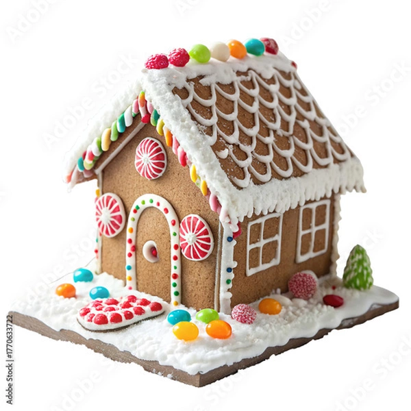 Obraz d for the holiday season with candy and icing outside on a snowy base isolated on transparent background
