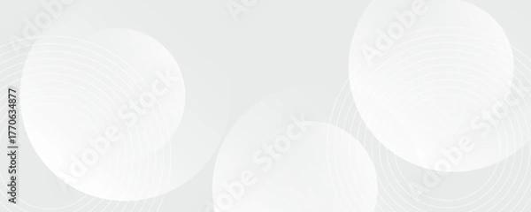 Fototapeta White geometric abstract background overlap layer on bright space with lines effect decoration.