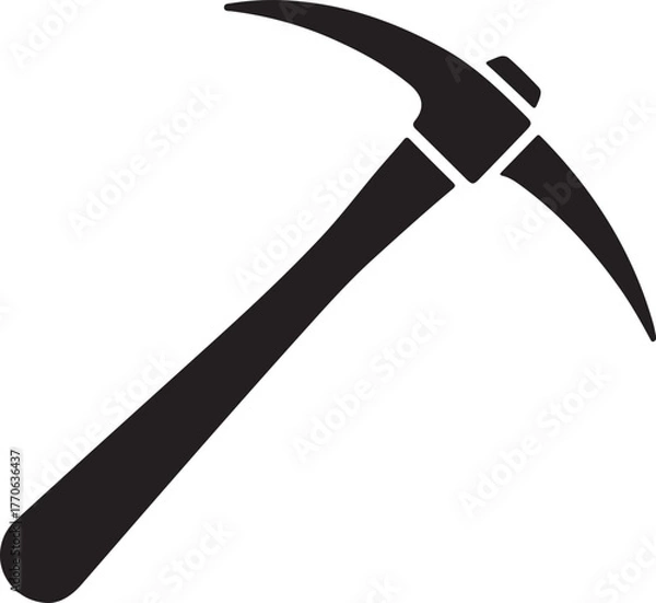 Fototapeta Black silhouette of a pickaxe tool on a white background vector