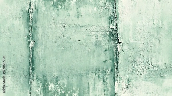 Fototapeta Weathered concrete surface displays textured vertical seams and subtle green toning