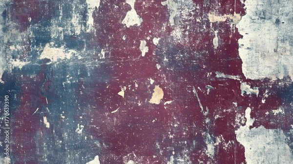 Fototapeta Aged surface displays peeling paint revealing layered texture and distressed finish