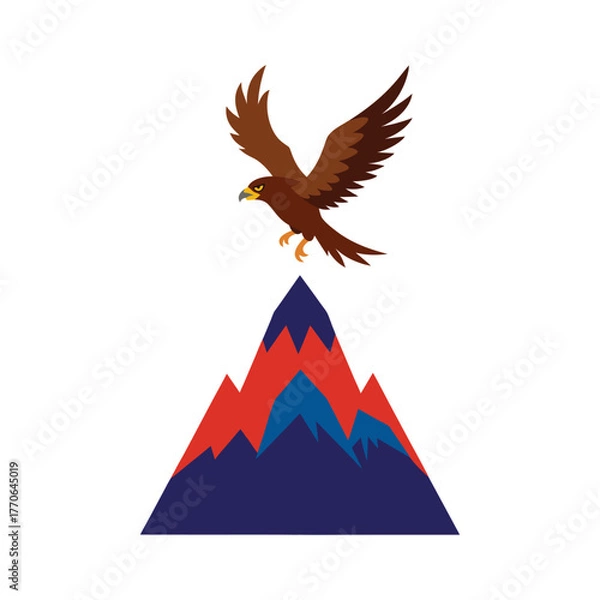 Fototapeta mountains and flying eagle vector