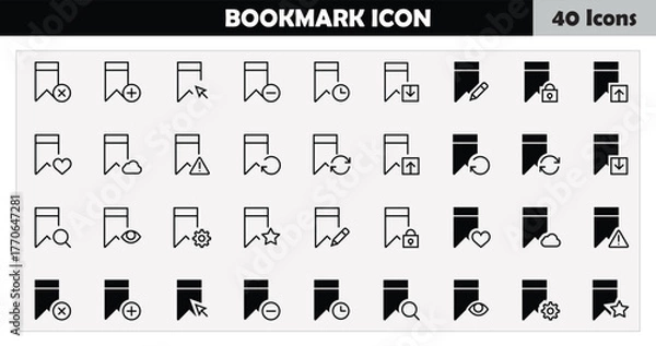 Fototapeta Bookmark icon and icon pack for website and mobile app.