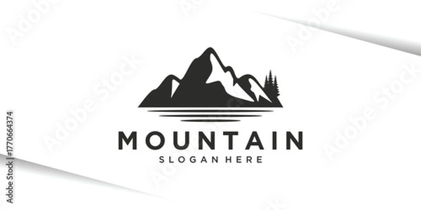 Obraz Mountain river silhouette logo design