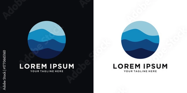 Obraz Sea water logo design, abstract ocean blue