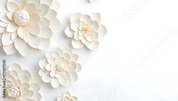Obraz Delicate white and cream floral arrangement with soft petals and gentle texture