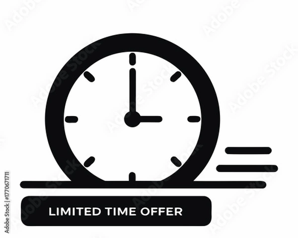 Fototapeta Limited-time offer clock silhouette vector illustration