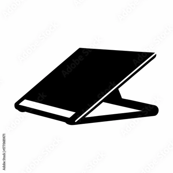Fototapeta Black and white illustration of a book stand, adjustable and tilted