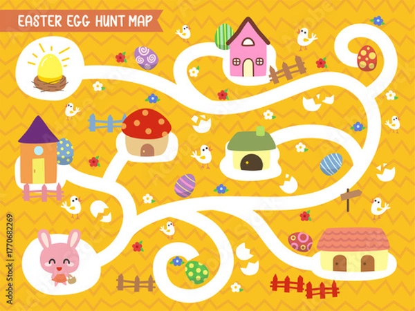 Obraz Easter Egg Hunt Maps Game for Celebrating Easter Idea