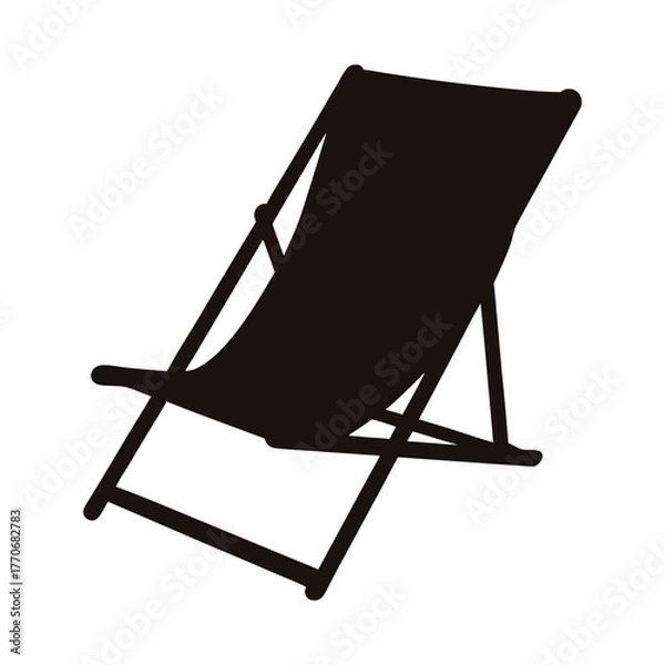Fototapeta Silhouette of a beach chair for relaxation and outdoor summer recreation