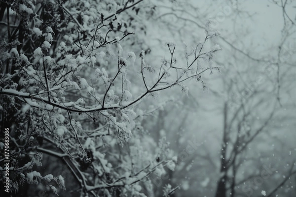 Obraz winter trees with snow on them 