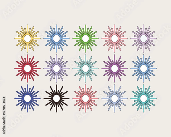 Fototapeta Colorful Abstract Sunburst Shapes Collection