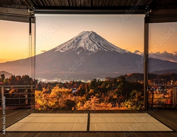 Obraz Panoramic autumn view of Mount Fuji