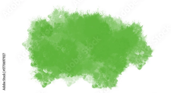 Fototapeta A vibrant green watercolor stain isolated on transparent background, perfect for adding a touch of nature and freshness to your designs and illustrations
