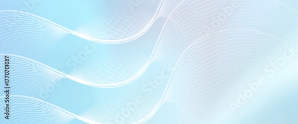 Fototapeta Calm Blue Abstract Wave Background With Soft Light And Flowing Curves