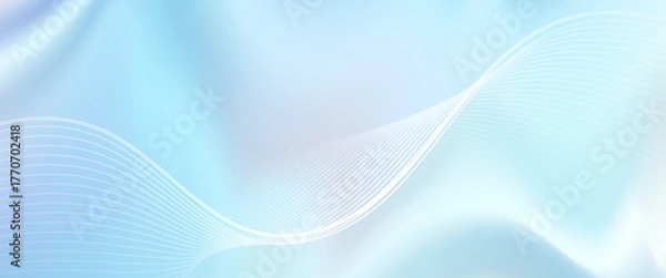 Fototapeta Blue Abstract Wave Background With Soft Light And Fluid Curves For Modern Digital Design