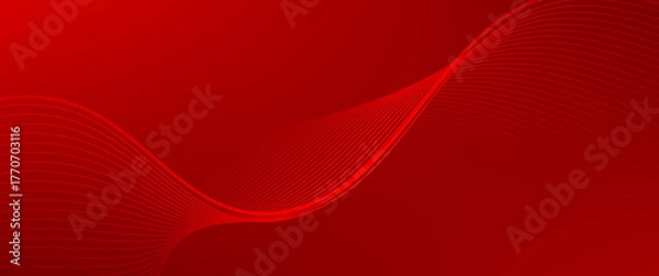 Fototapeta Red Abstract Wave Background With Flowing Curves For Modern Design And Technology