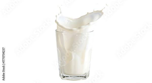 Fototapeta Refreshing Glass of Milk with Dynamic Splash on Dark Background