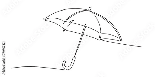 Obraz Elegant continuous one line drawing of an umbrella with handle and shadow illustration vector