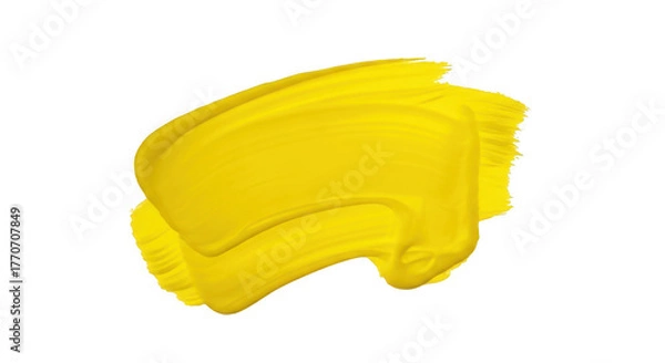 Obraz Yellow paint smear artistic abstract brush stroke textured isolated