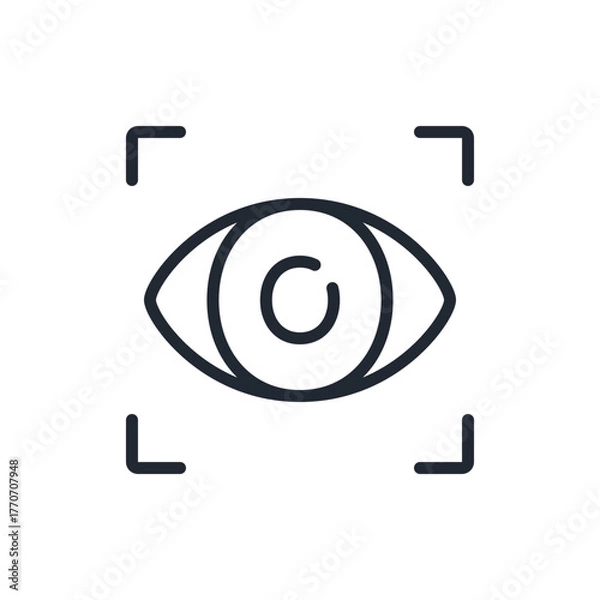 Fototapeta Eye scan editable stroke outline icon isolated on white background flat vector illustration. Pixel perfect. 64 x 64.