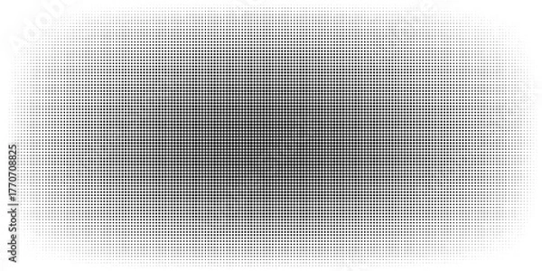 Fototapeta Set of halftone dots gradient pattern texture isolated on white background. Straight dotted spots using halftone circle dot raster texture. Vector blot half tone collection.