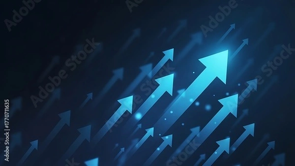 Fototapeta Futuristic Digital Business Growth with Glowing Upward Arrows